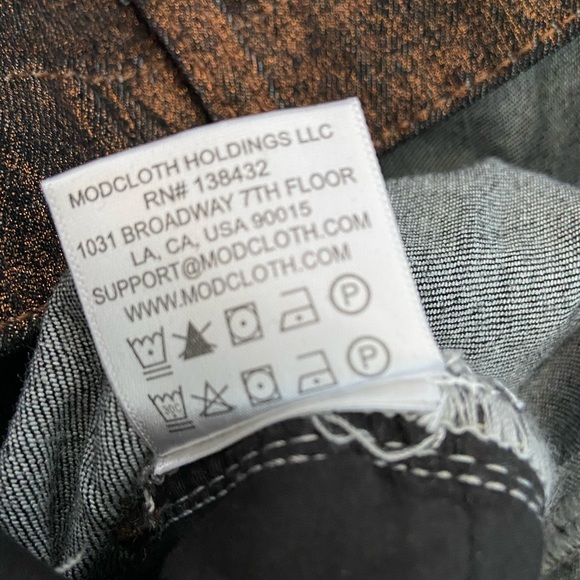 NWT ModCloth Metal Dipped and Dapper Copper Metallic Brown Jeans - Picture 8 of 11